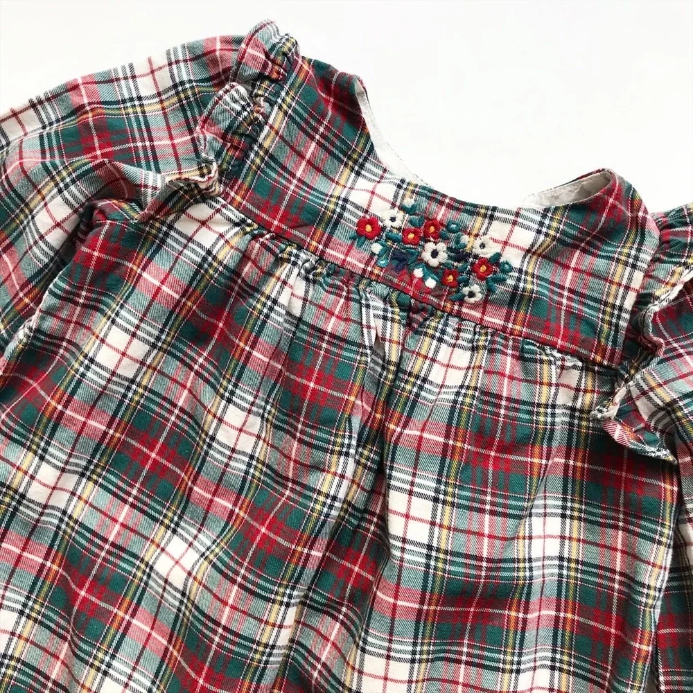 Babygap plaid dress w/ floral embroidery EUC 6-12m